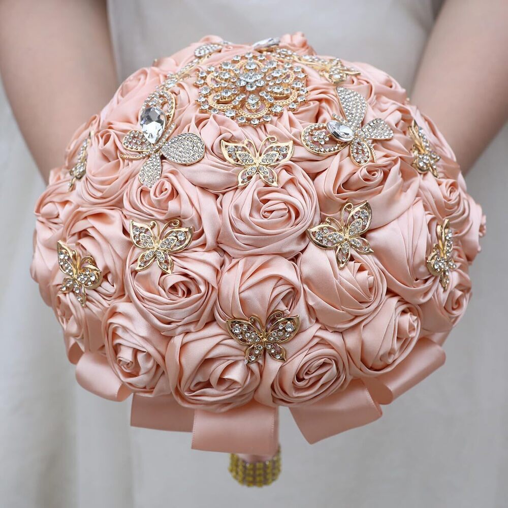1106 Handmade Wedding Flowers Bouquet Round Holding Bridal Bouquet Toss